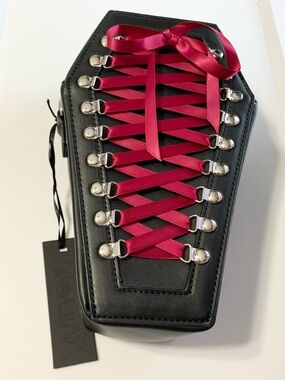 Widow Lace Up Coffin Crossbody Bag - NEW
